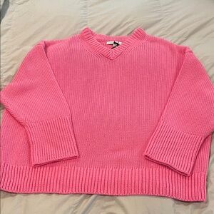 Banana Republic Bright Pink V-Neck Sweater
